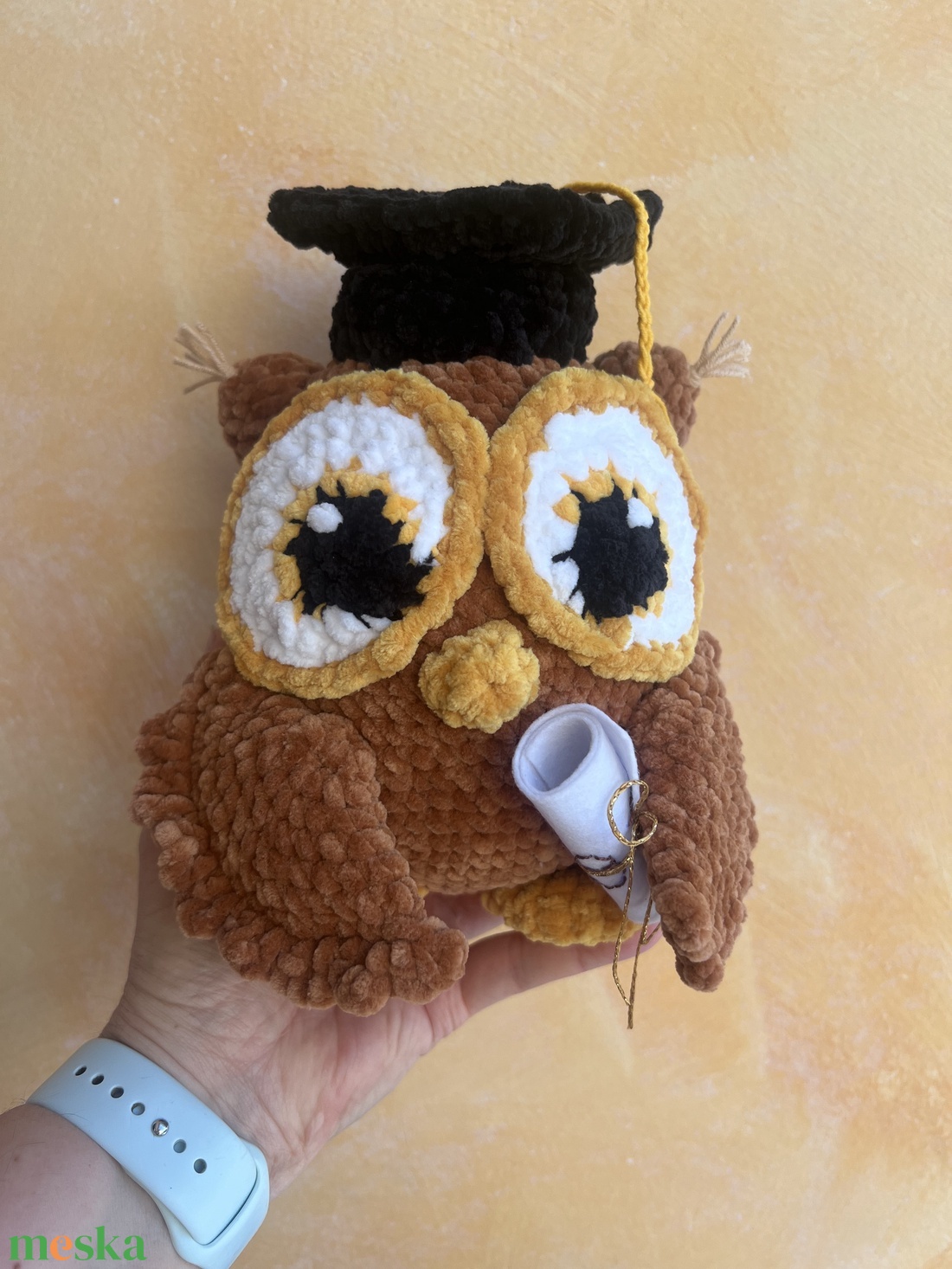 Horgolt bagoly diplomával - játék & sport - plüssállat & játékfigura - bagoly - Meska.hu