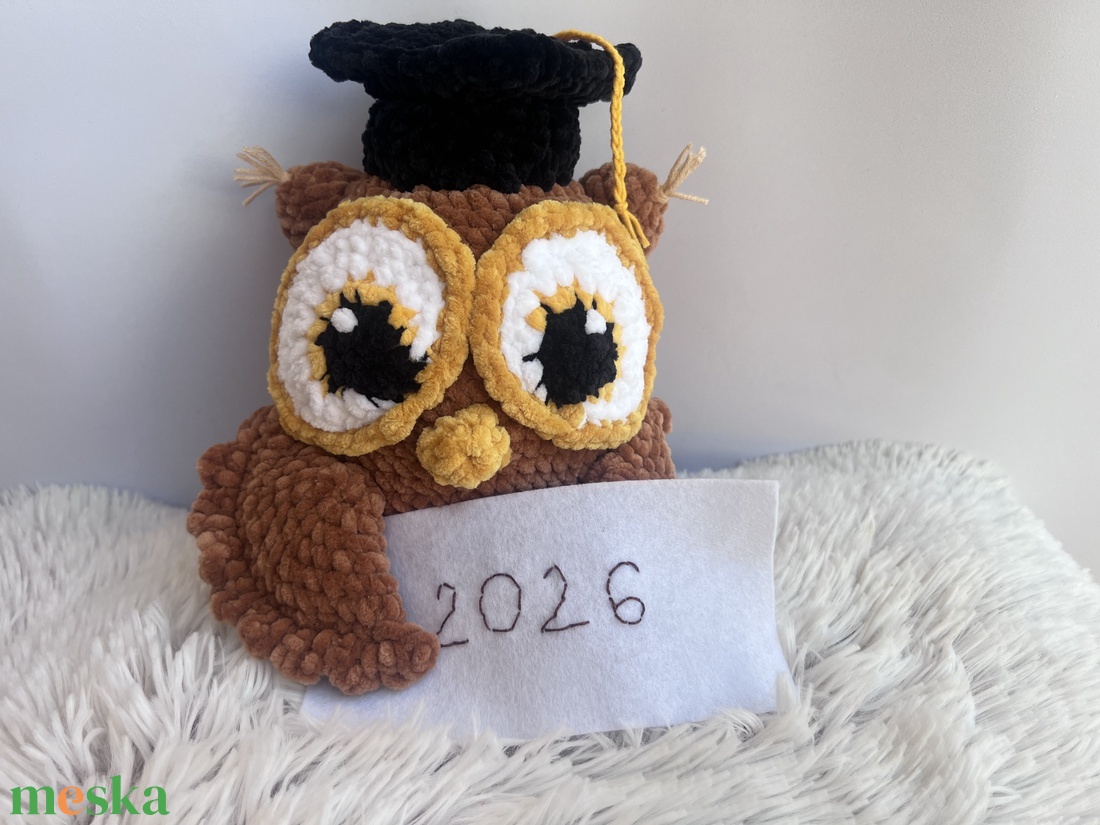 Horgolt bagoly diplomával - játék & sport - plüssállat & játékfigura - bagoly - Meska.hu