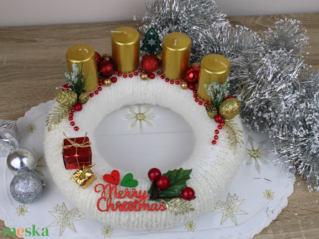 Karácsonyi adventi asztaldísz - karácsony - adventi díszek - adventi koszorú - Meska.hu