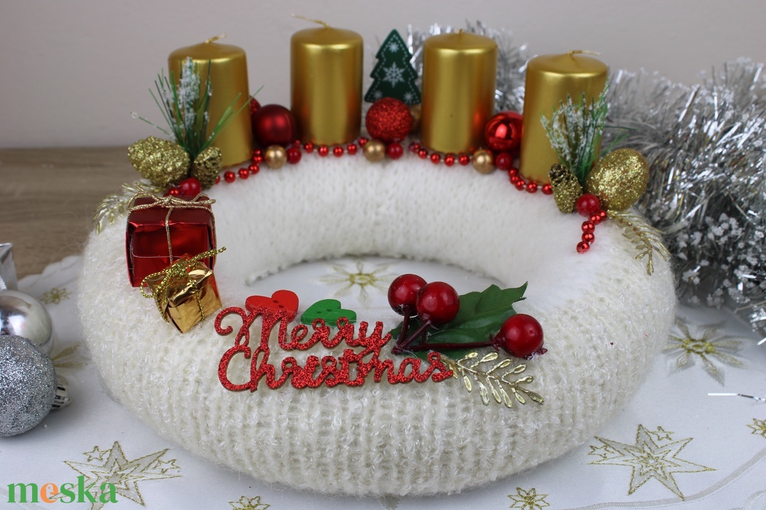 Karácsonyi adventi asztaldísz - karácsony - adventi díszek - adventi koszorú - Meska.hu