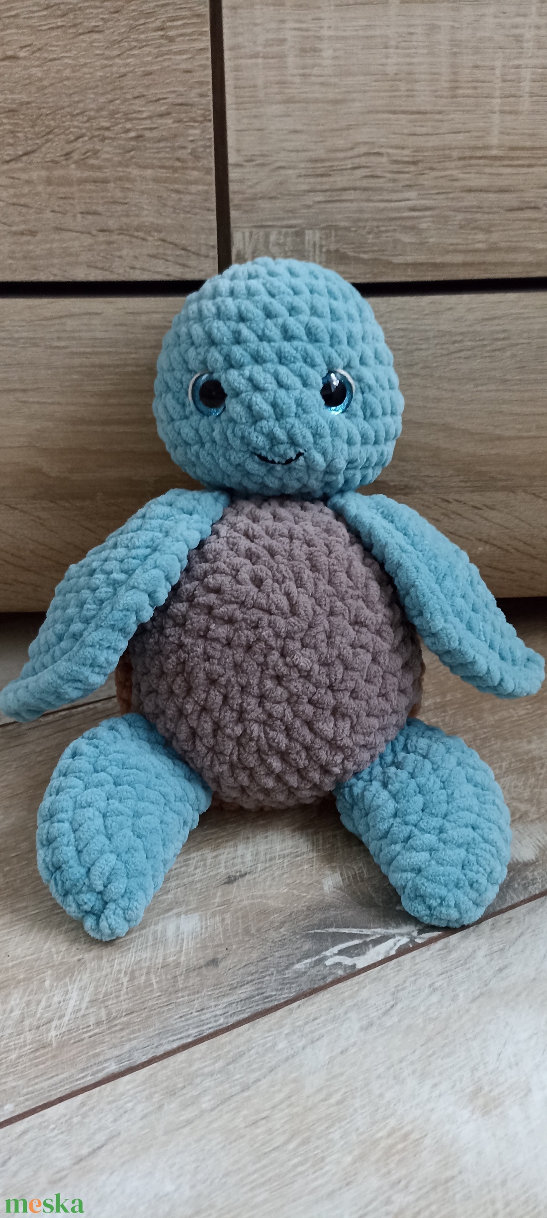 Horgolt kék színű amigurumi teknős - játék & sport - plüssállat & játékfigura - más figura - Meska.hu