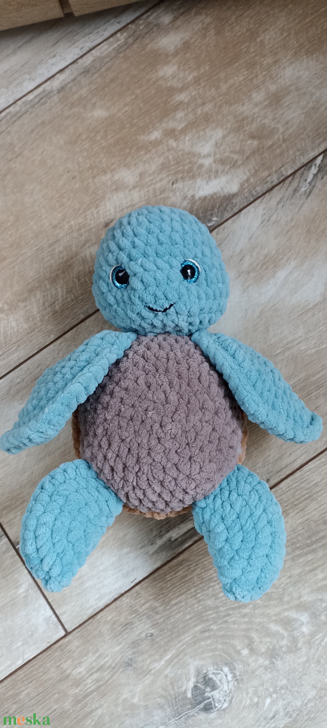 Horgolt kék színű amigurumi teknős - játék & sport - plüssállat & játékfigura - más figura - Meska.hu