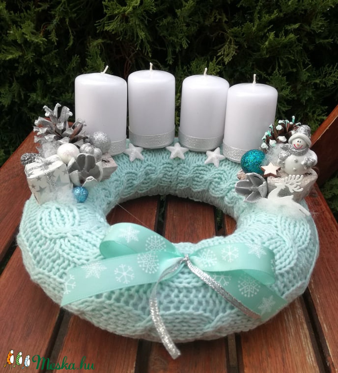 Adventi koszorú, karácsonyi asztaldísz - karácsony - adventi díszek - adventi koszorú - Meska.hu
