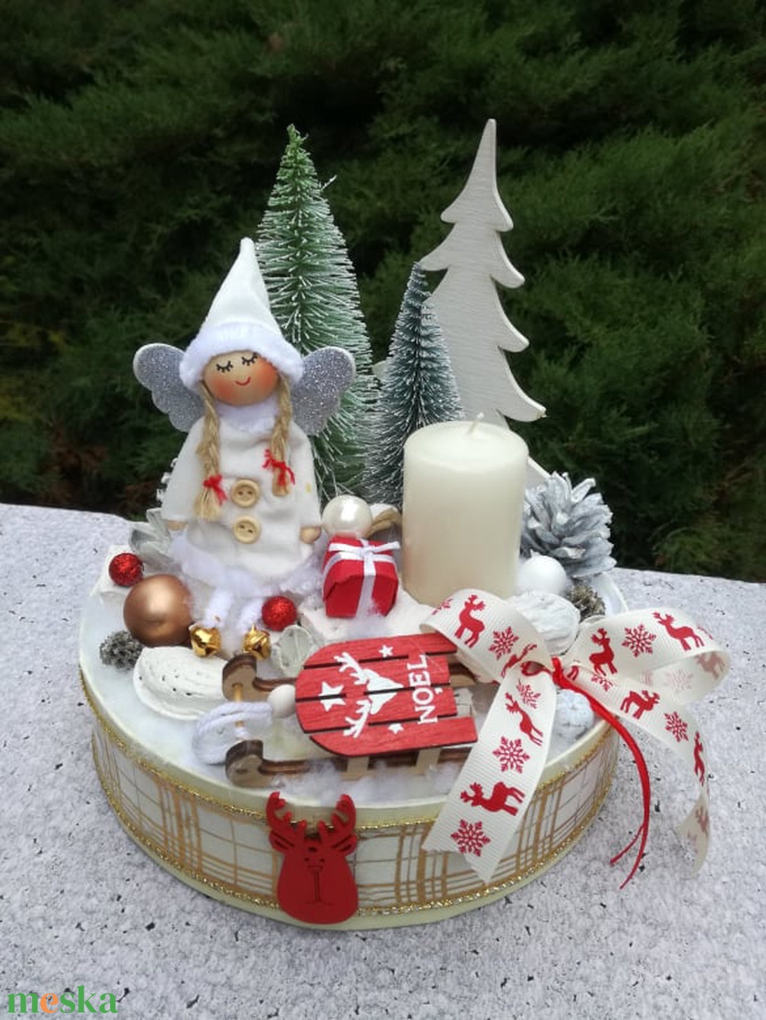 Karácsonyi asztaldísz, adventi koszorú - karácsony - adventi díszek - adventi koszorú - Meska.hu
