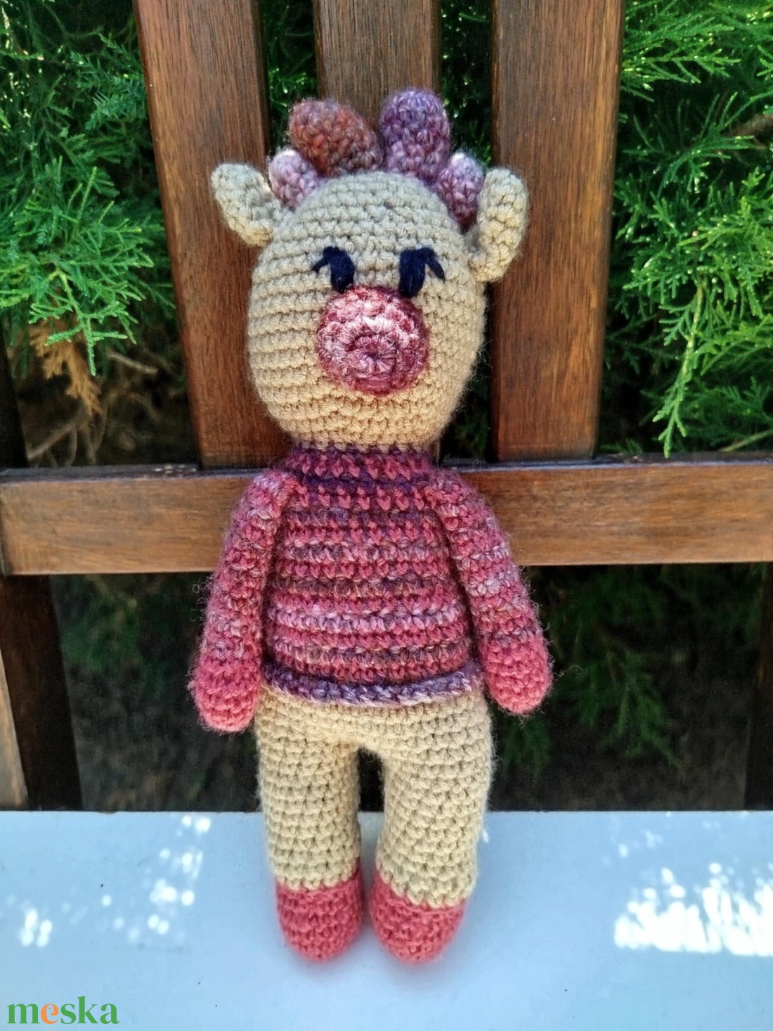 Amigurumi rénszarvas, amigurumi szarvas, karácsonyi asztaldísz - otthon & életmód - dekoráció - asztal és polc dekoráció - asztaldísz - Meska.hu