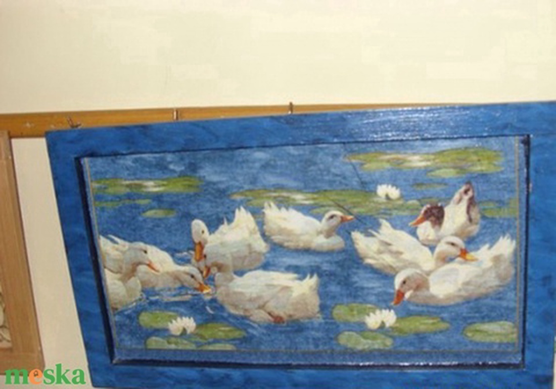 Kedves szép hattyúk decoupage dekor - a keret fából készült - otthon & életmód - dekoráció - fali és függő dekoráció - falra akasztható dekor - Meska.hu