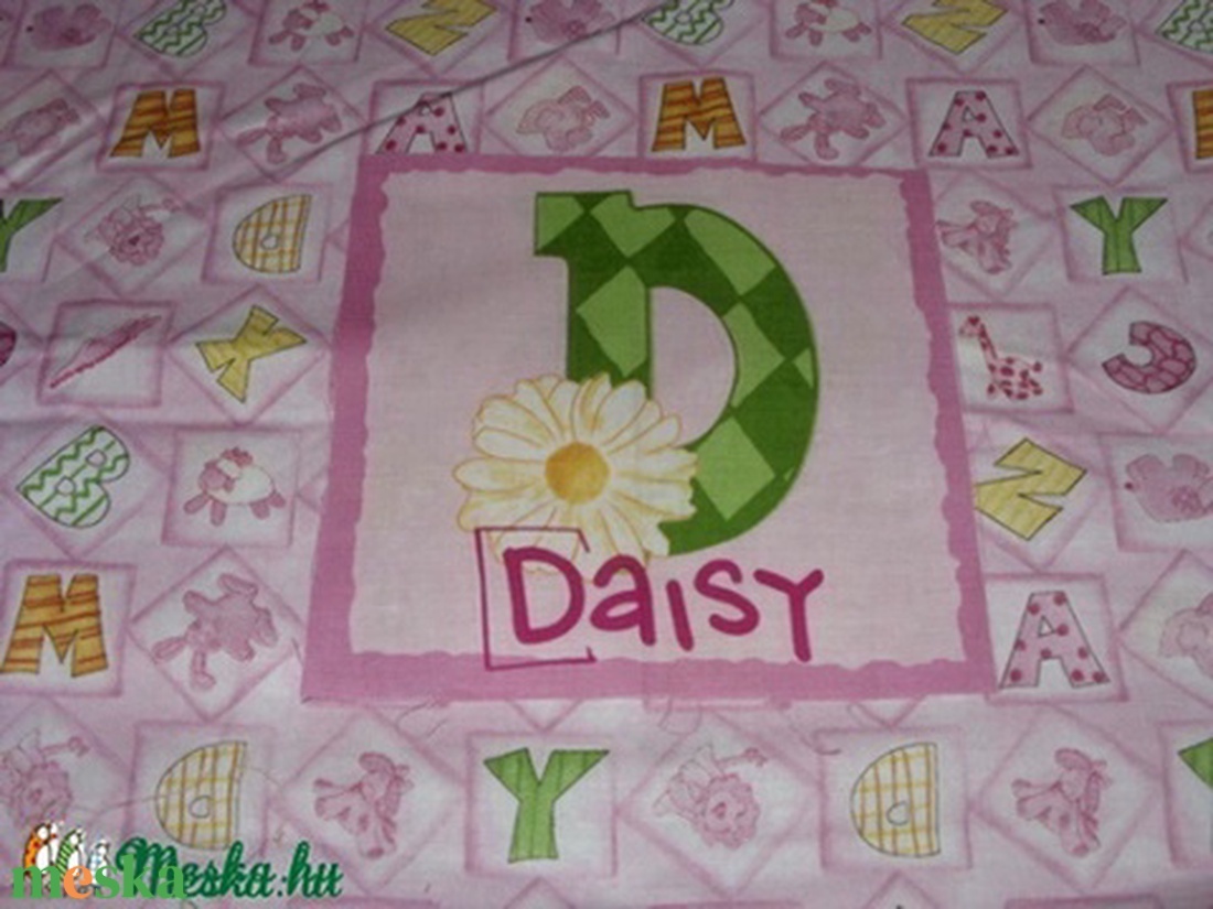 Virág ABC - Betűblokk  -  rózsaszín  15 x 15 cm minőségi textil  USA design  - kellékek & szerszámok - méteráru - vászon - pamutvászon - Meska.hu