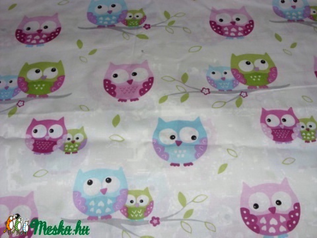 Hú - húúú cuki  baglyos design textil 140 cm széles 100% pamut - kellékek & szerszámok - méteráru - pamut - Meska.hu
