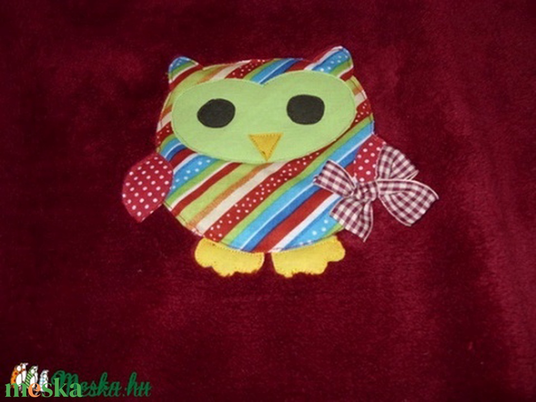 Patcwork baglyos - egyedi  babatakaró névvel is - 3D tündéri baglyos - több méretben és színben remdelhető - otthon & életmód - babaszoba, gyerekszoba - babatakaró, gyerek pléd - Meska.hu