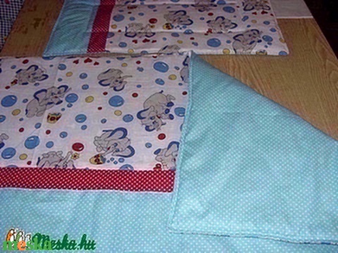Bélelt ovis - gyerek - Cuki elefántos - pöttyös patchwork uni ágynemű szett nagy takaróval - kiságy széles párnával - játék & sport - ovis felszerelés - ovis ágynemű - Meska.hu