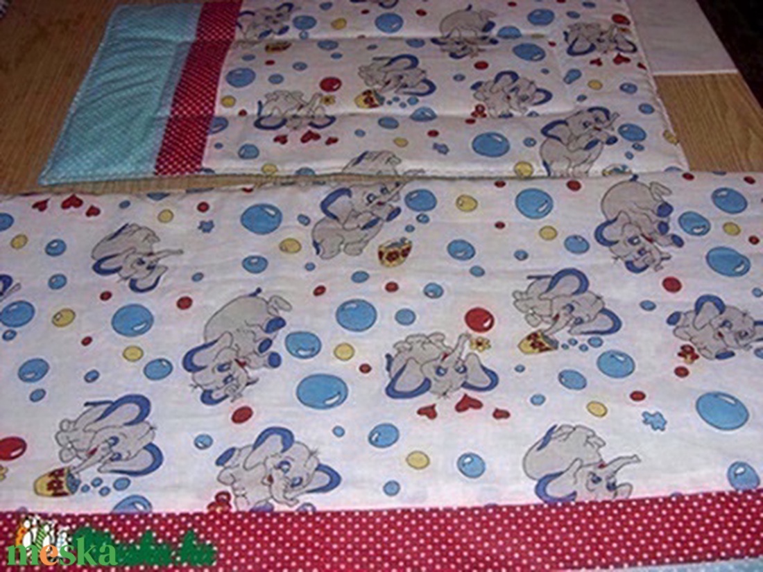 Cuki elefántos  Ovis/gyerek - patchwork ágynemű szett nagy takaróval -  széles lapos párnával - otthon & lakás - babaszoba, gyerekszoba - szett kiságyba - Meska.hu