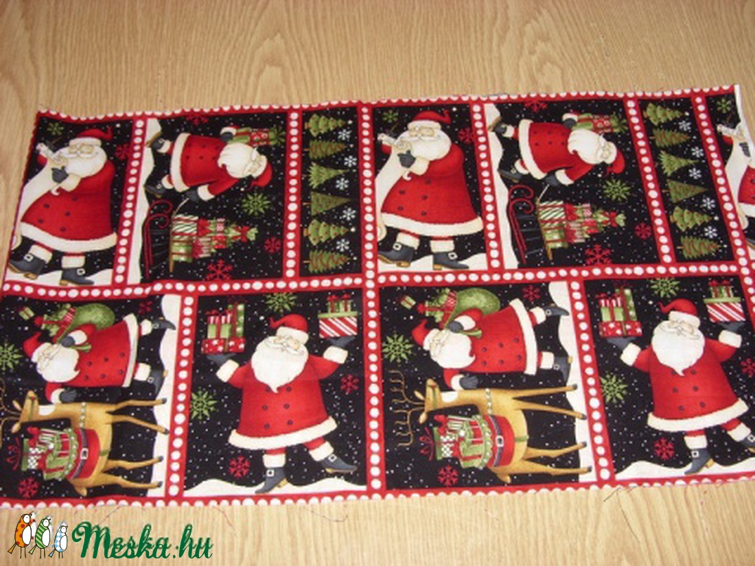 8 télapós blokkos karácsonyi USA design minőségi textil:  50 x 30 cm  - kellékek & szerszámok - méteráru - pamut - Meska.hu