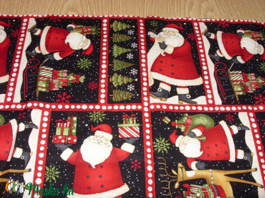 8 télapós blokkos karácsonyi USA design minőségi textil:  50 x 30 cm  - kellékek & szerszámok - méteráru - pamut - Meska.hu
