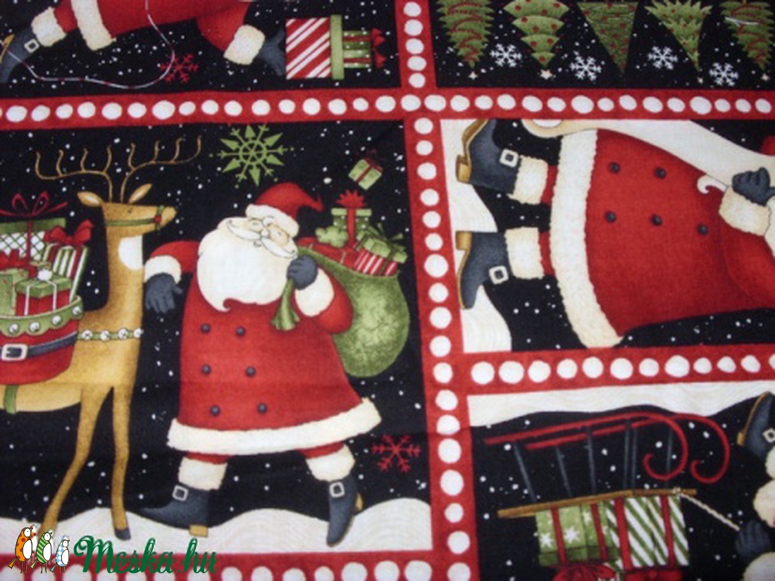 8 télapós blokkos karácsonyi USA design minőségi textil:  50 x 30 cm  - kellékek & szerszámok - méteráru - pamut - Meska.hu