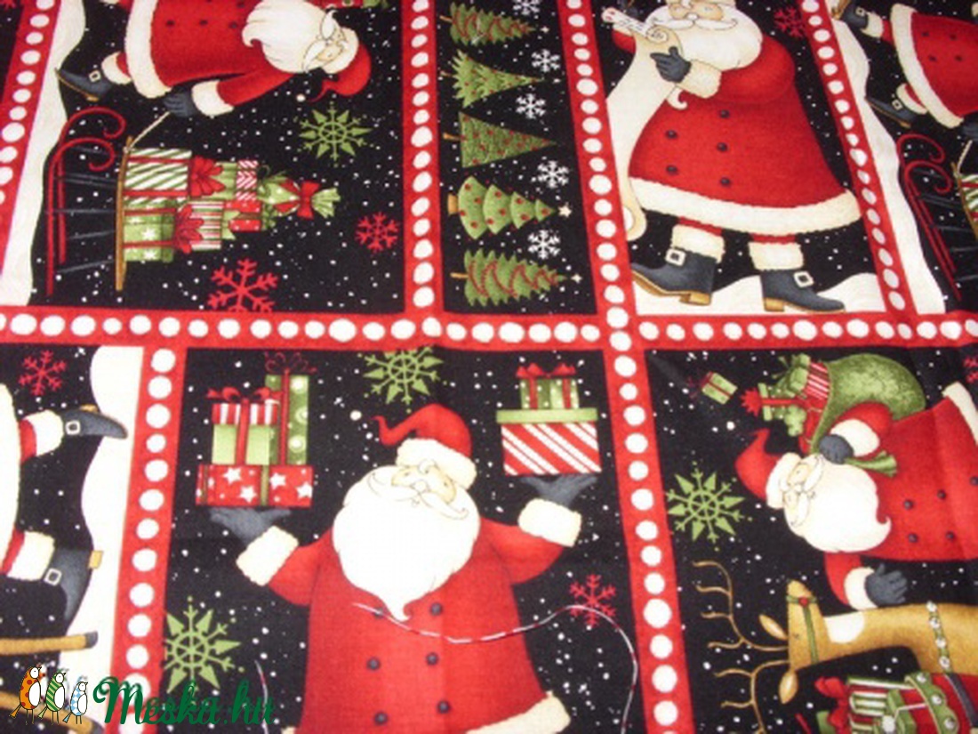8 télapós blokkos karácsonyi USA design minőségi textil:  50 x 30 cm  - kellékek & szerszámok - méteráru - pamut - Meska.hu