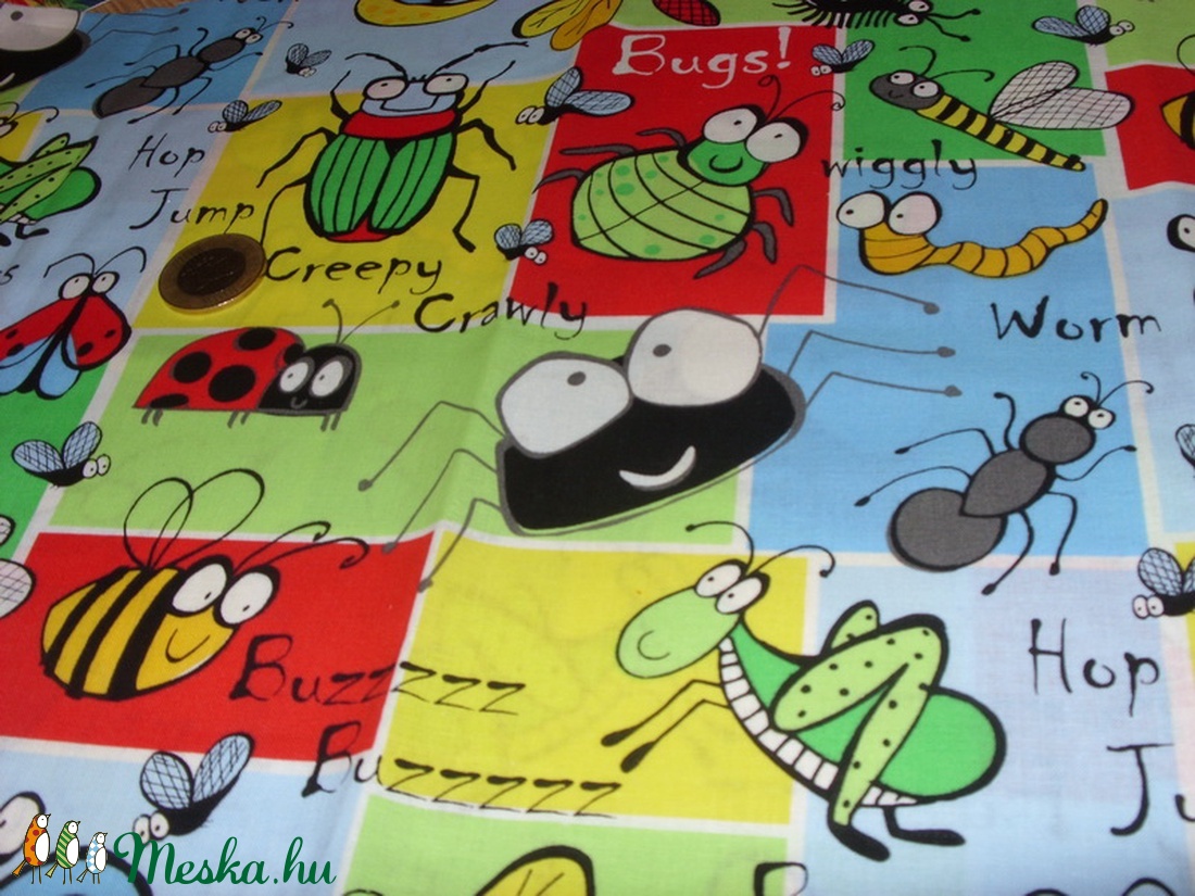 Lepkék - bogarak USA egyedi Design textil:o)  55 x 30 cm minőségi textil  USA design  - kellékek & szerszámok - méteráru - pamut - Meska.hu