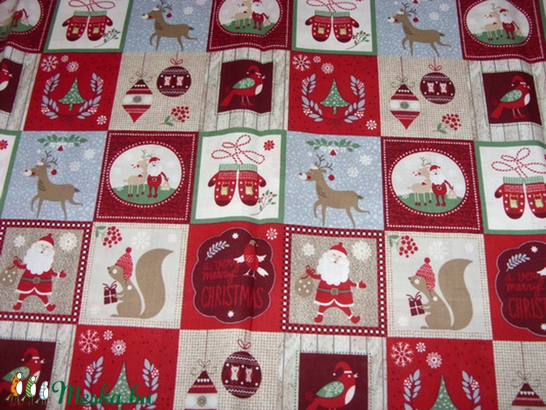 Karácsonyi patchwork mintás német design textil 70 x 30 cm  - kellékek & szerszámok - méteráru - pamut - Meska.hu