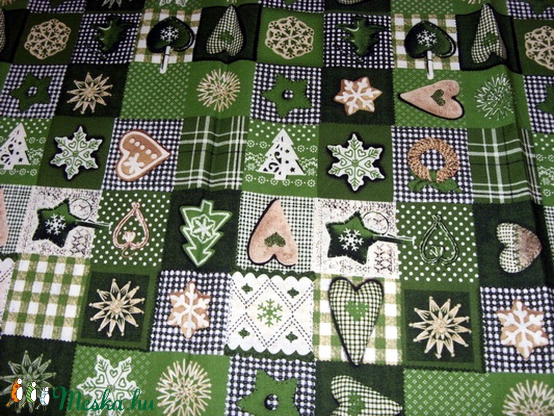 Karácsonyi baglyos és más mintás német design textil 70 x 30 cm  - kellékek & szerszámok - méteráru - pamut - Meska.hu
