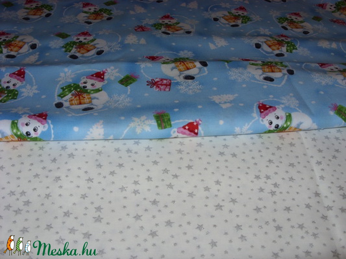 Különleges Karácsonyi  ezüst csillagos német design textil 70 x 30 cm - kellékek & szerszámok - méteráru - pamut - Meska.hu