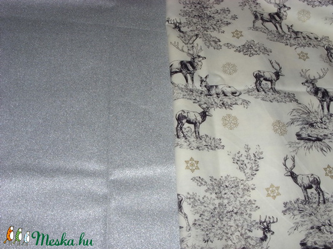 Különleges Karácsonyi  ezüst csillagos német design textil 70 x 30 cm - kellékek & szerszámok - méteráru - pamut - Meska.hu