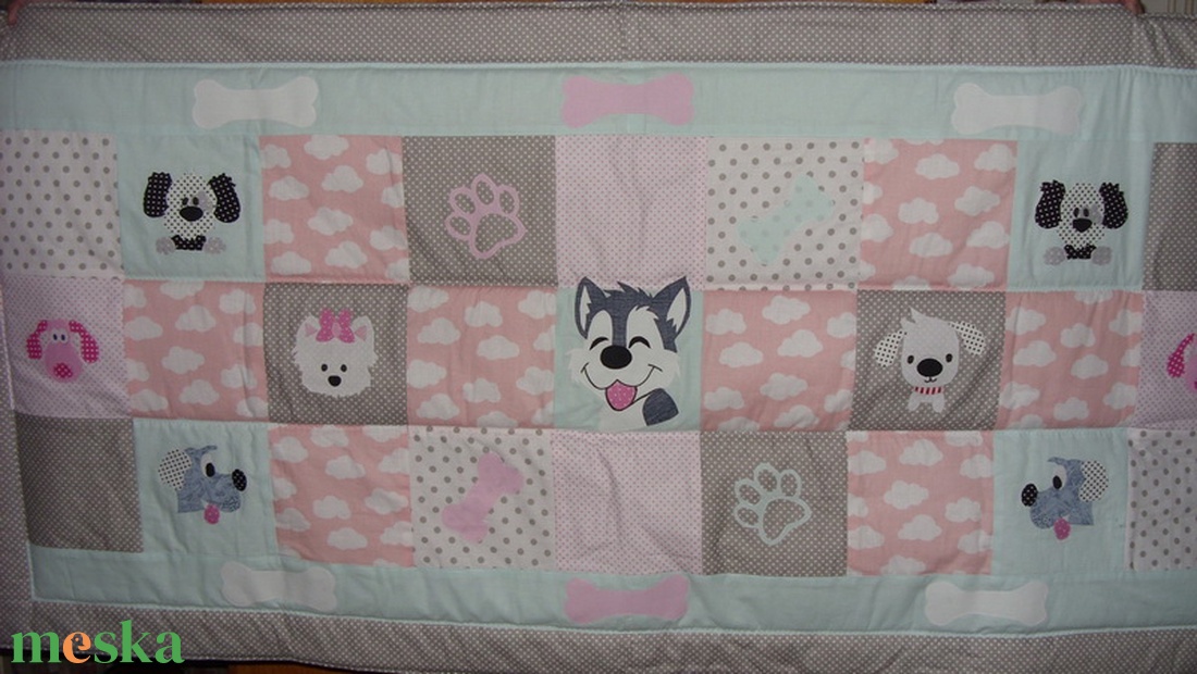 Kutyás Patchwork Falikép Falvédő - 180 x 80 cm - más méretben és színösszeállításbán barnás kutyákkal is - otthon & életmód - babaszoba, gyerekszoba - falvédő gyerekszobába - Meska.hu Kutyás Patchwork Falikép Falvédő - 180 x 80 cm - más méretben és színösszeállításbán barnás kutyákkal is - otthon & életmód - babaszoba, gyerekszoba - falvédő gyerekszobába - Meska.hu