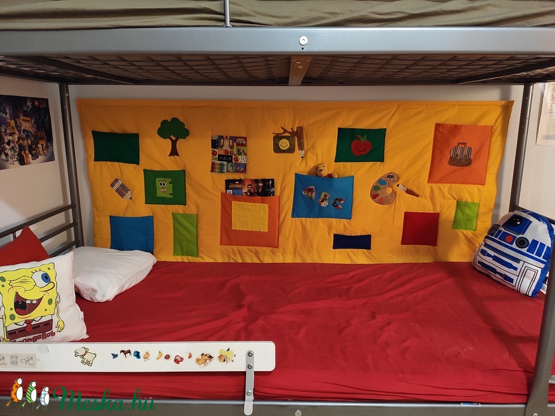 Sulisoknak is nagyon sok zsebes falvédő - téma applikációkkal 200 x 80 cm - otthon & életmód - babaszoba, gyerekszoba - falvédő gyerekszobába - Meska.hu