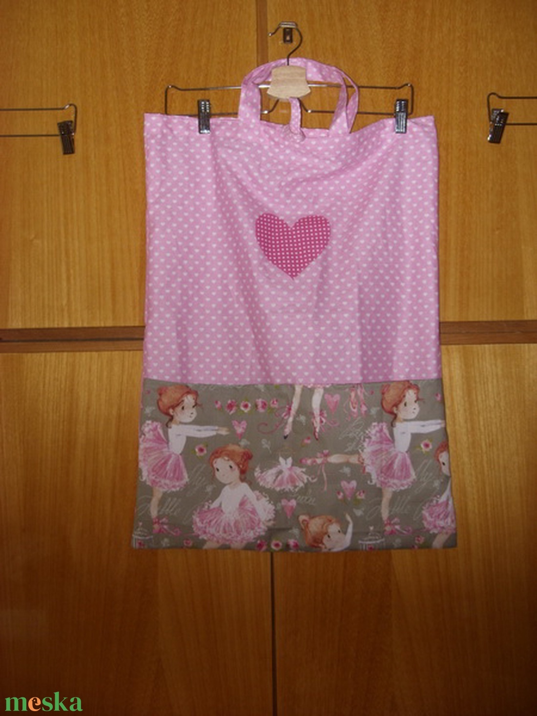 Füles ovis zsák - csajos - Hello Kitty, Minnie sziluett,  balerina, 100% design pamut - névvel, ovi jellel is - játék & sport - ovis felszerelés - ovis zsák - Meska.hu