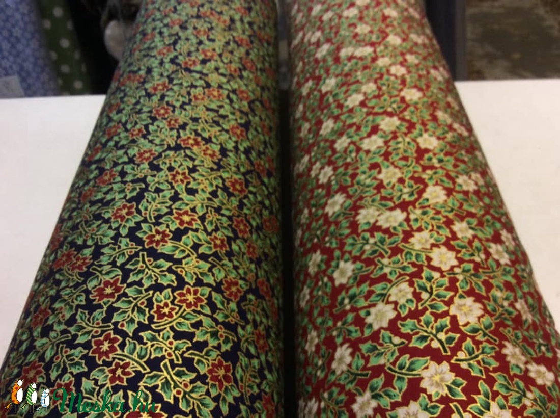 Karácsonyi arany nyomású prémium textil - német  extra design - 140 cm - méteráru - pamut - Meska.hu