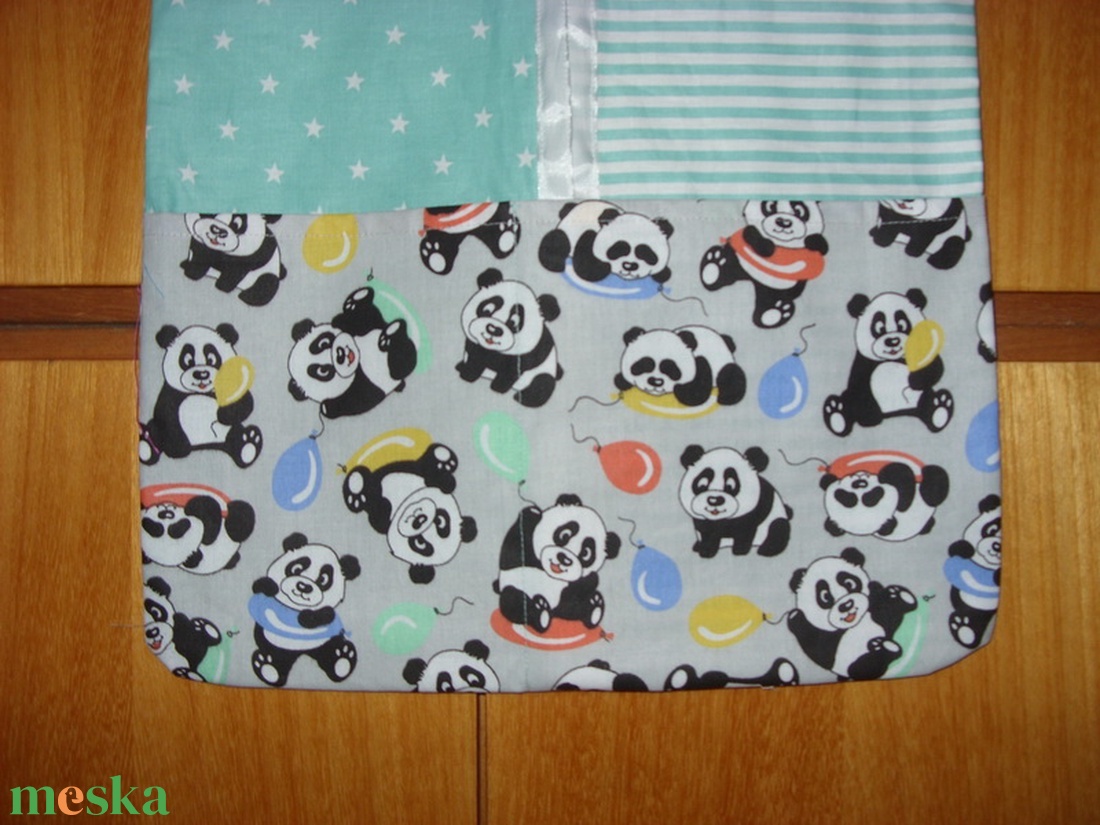 Panda maci -  patchwork ovis ruhazsák, egyedi darab - ökotex design textillel kombózva - játék & sport - ovis felszerelés - ovis szett (zsák és tornazsák) - Meska.hu