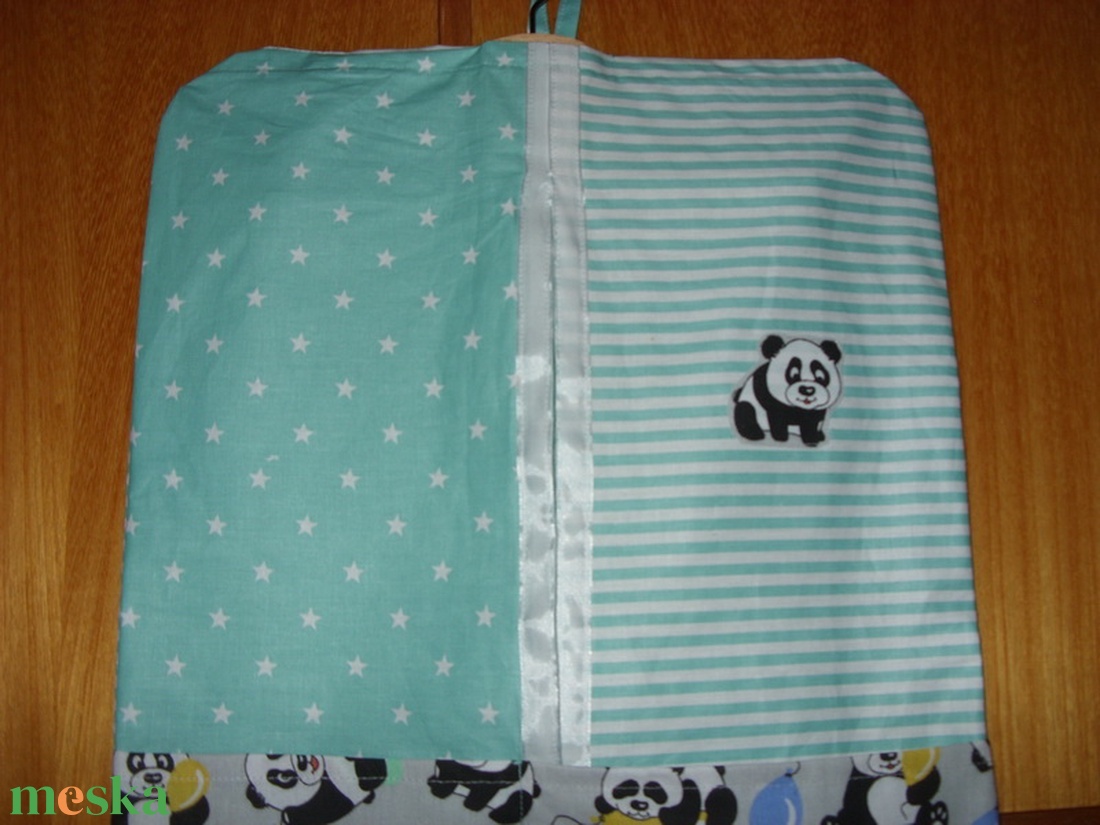 Panda maci -  patchwork ovis ruhazsák, egyedi darab - ökotex design textillel kombózva - játék & sport - ovis felszerelés - ovis szett (zsák és tornazsák) - Meska.hu