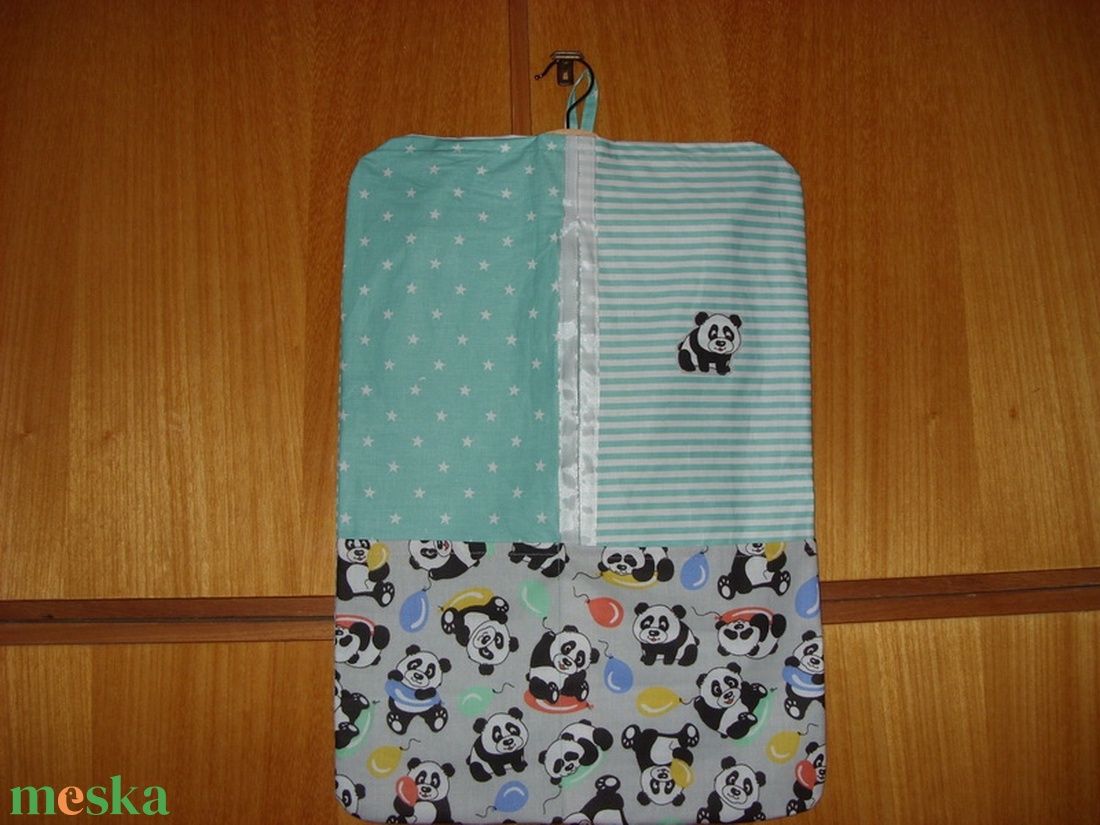 Panda maci -  patchwork ovis ruhazsák, egyedi darab - ökotex design textillel kombózva - játék & sport - ovis felszerelés - ovis szett (zsák és tornazsák) - Meska.hu