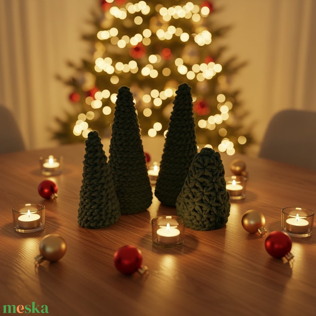 horgolt fenyő  - karácsony - karácsonyi lakásdekoráció - karácsonyi lakásdíszek - Meska.hu