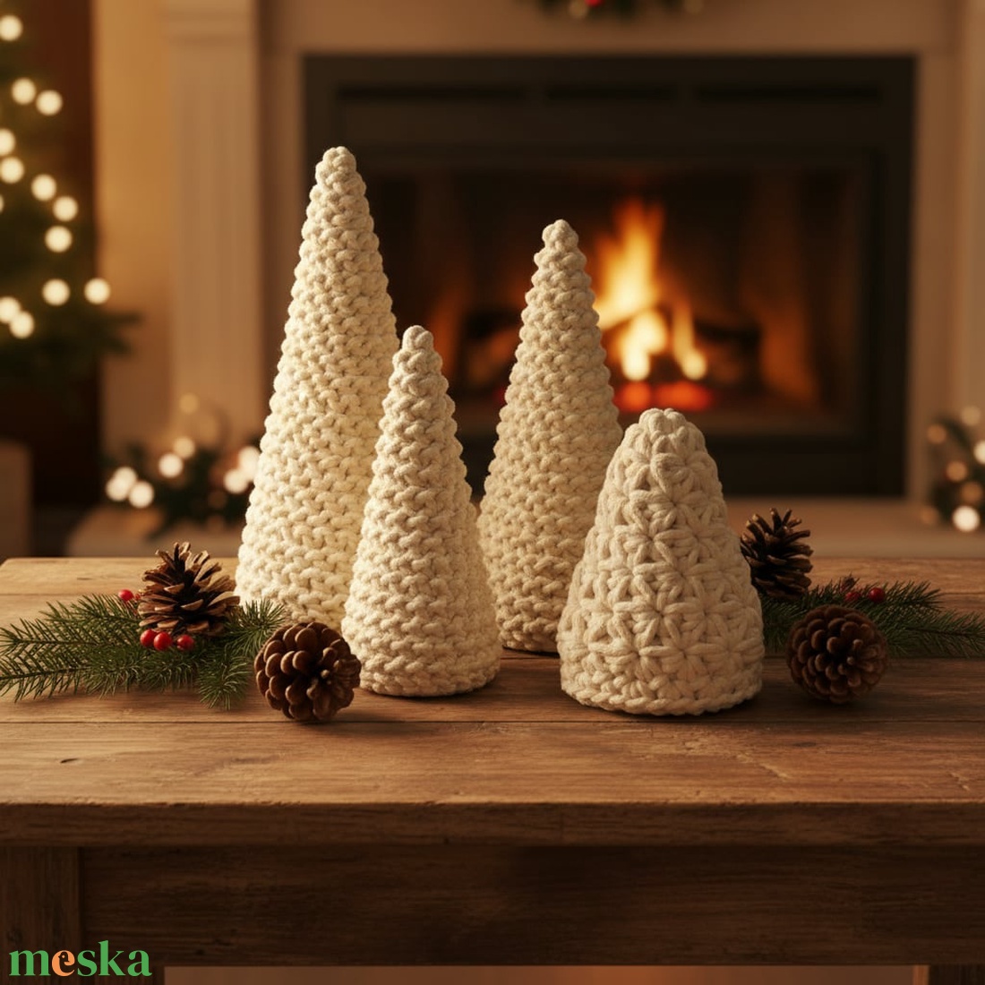 horgolt fenyőfa - karácsony - karácsonyi lakásdekoráció - karácsonyi lakásdíszek - Meska.hu