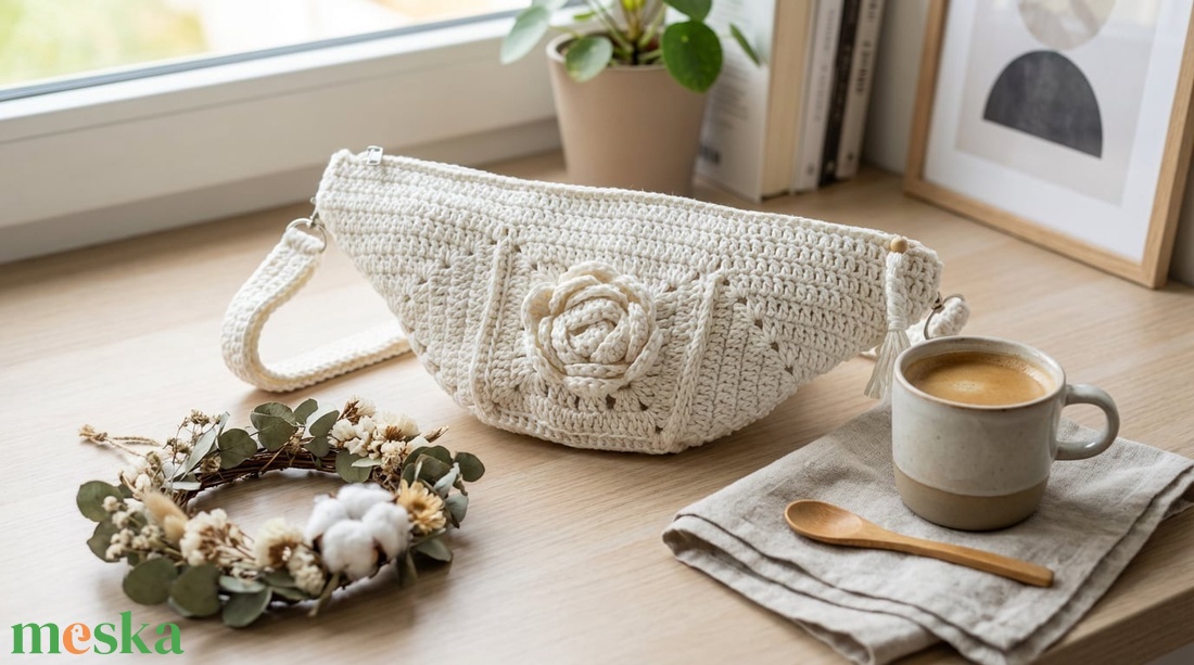 Rózsás crossbody táska - táska & tok - kézitáska & válltáska - vállon átvethető táska - Meska.hu