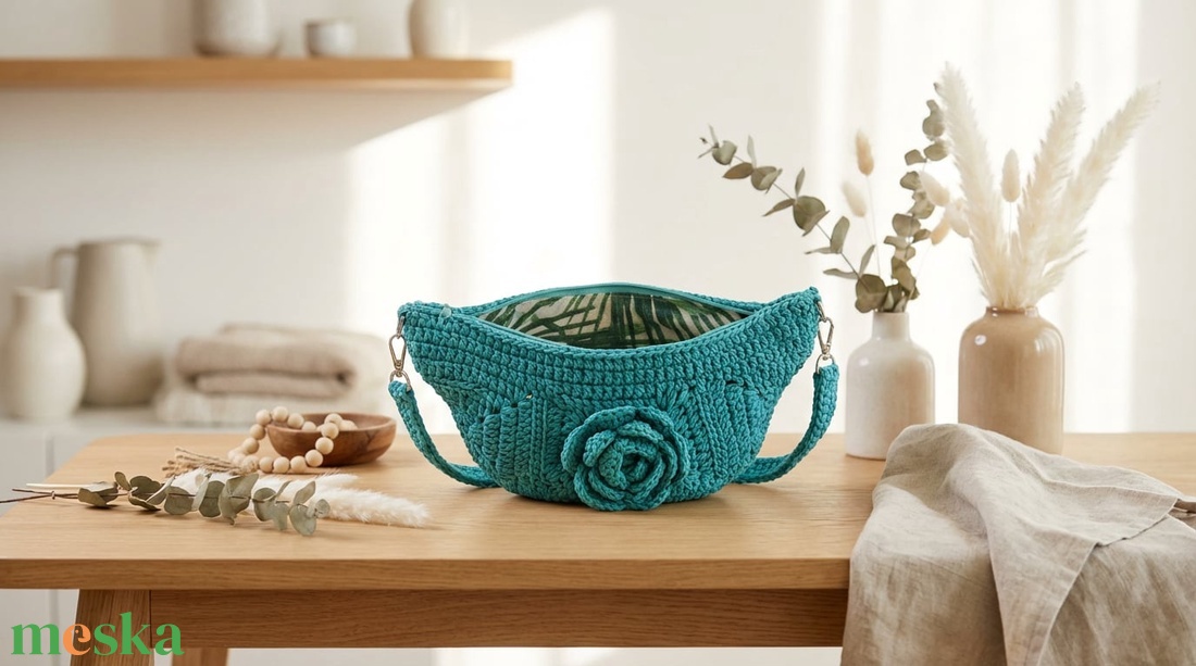 Rózsás crossbody táska - táska & tok - kézitáska & válltáska - vállon átvethető táska - Meska.hu