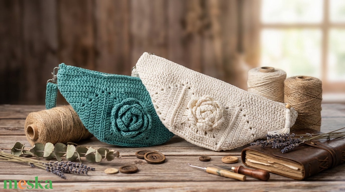 Rózsás crossbody táska - táska & tok - kézitáska & válltáska - vállon átvethető táska - Meska.hu