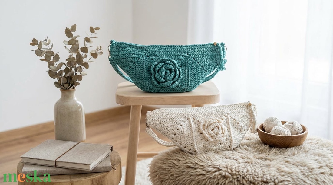 Rózsás crossbody táska - táska & tok - kézitáska & válltáska - vállon átvethető táska - Meska.hu