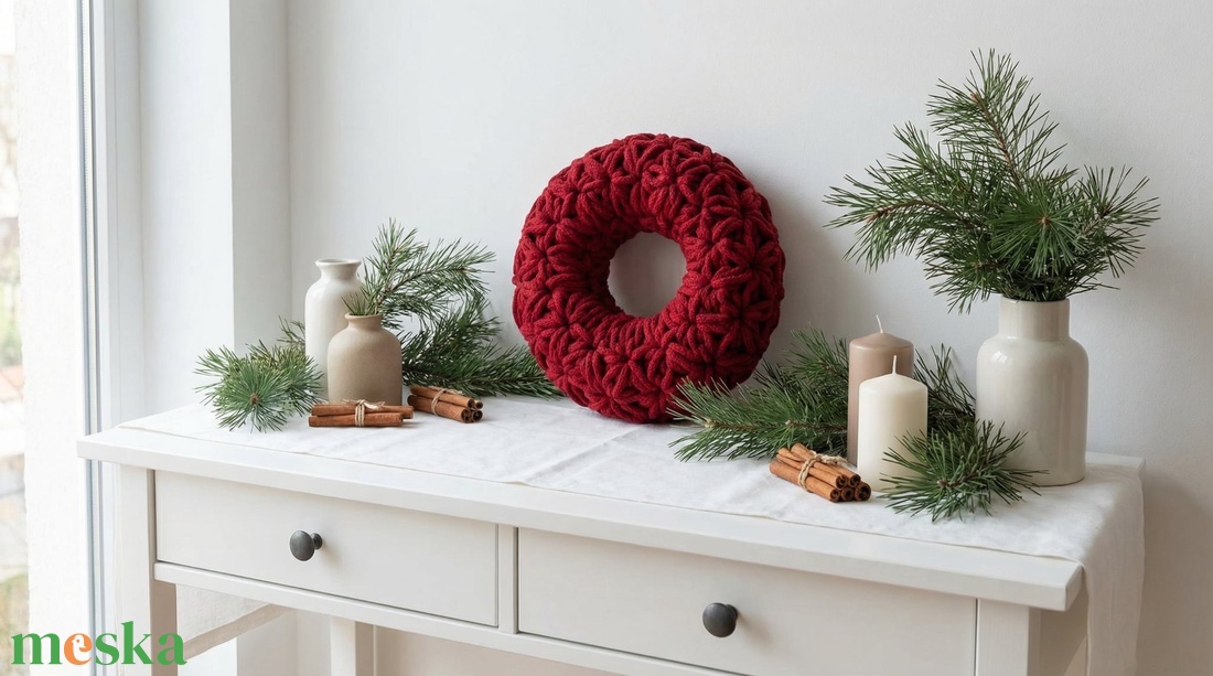 Horgolt koszorú - karácsony - adventi díszek - adventi koszorú - Meska.hu