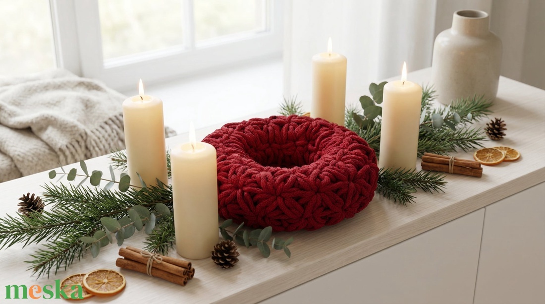 Horgolt koszorú - karácsony - adventi díszek - adventi koszorú - Meska.hu