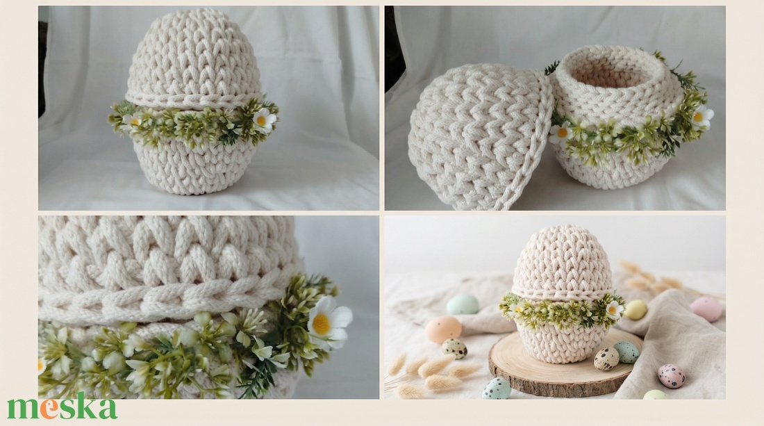 Horgolt tojás tároló - ünnepi díszek, dekorációk - húsvéti díszek és dekorációk - húsvéti asztaldíszek - Meska.hu