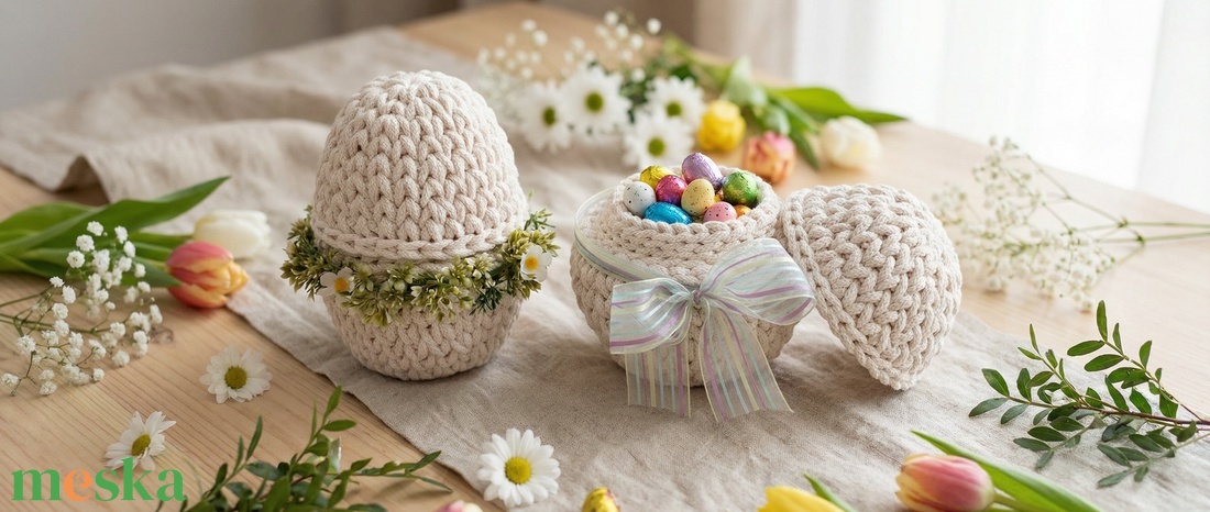 Horgolt tojás tároló - ünnepi díszek, dekorációk - húsvéti díszek és dekorációk - húsvéti asztaldíszek - Meska.hu