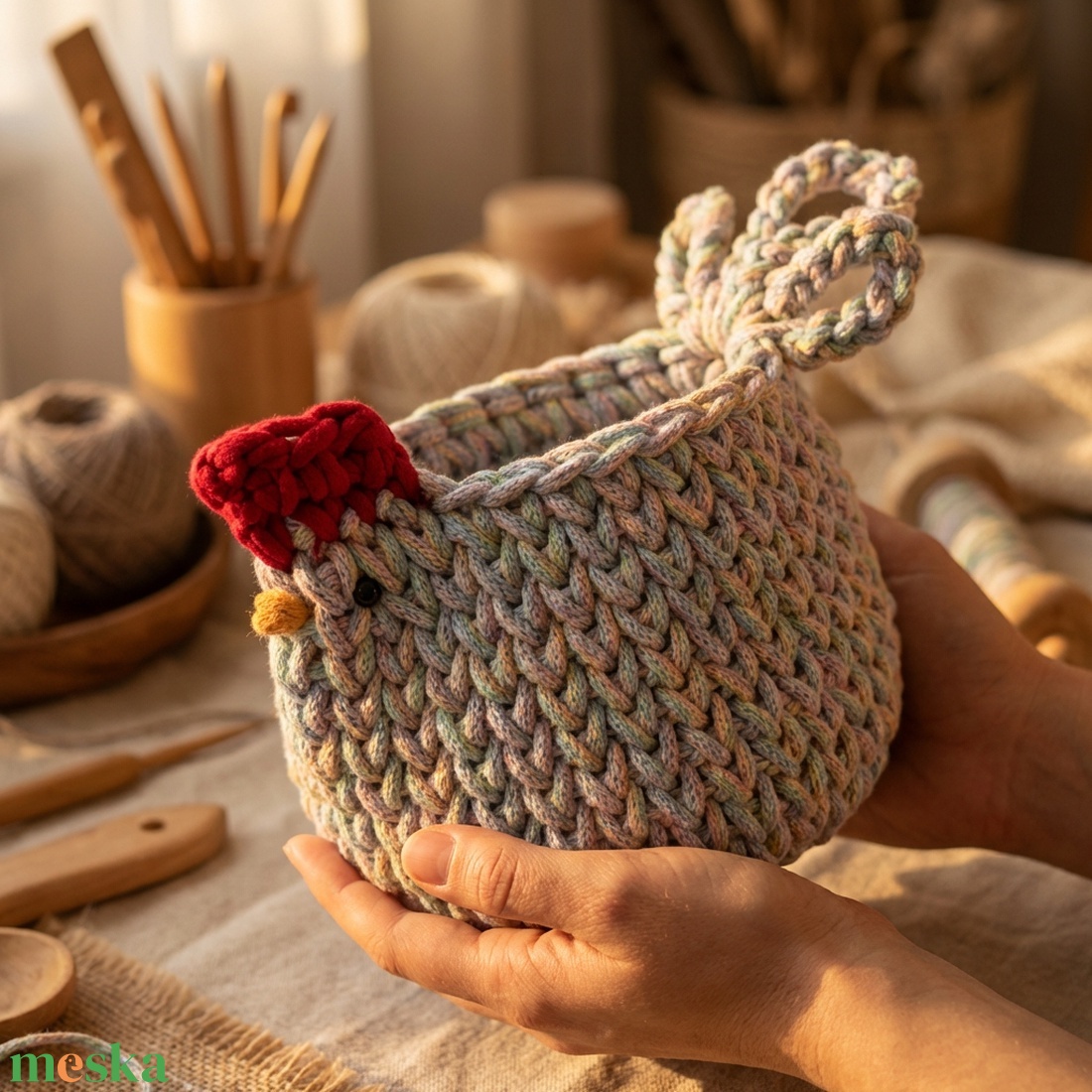 Horgolt tyúkocska - ünnepi díszek, dekorációk - húsvéti díszek és dekorációk - húsvéti asztaldíszek - Meska.hu