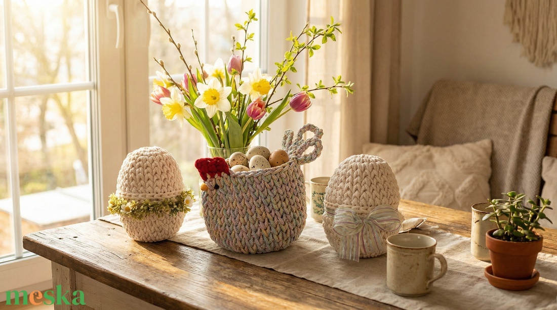 Horgolt tyúkocska - ünnepi díszek, dekorációk - húsvéti díszek és dekorációk - húsvéti asztaldíszek - Meska.hu