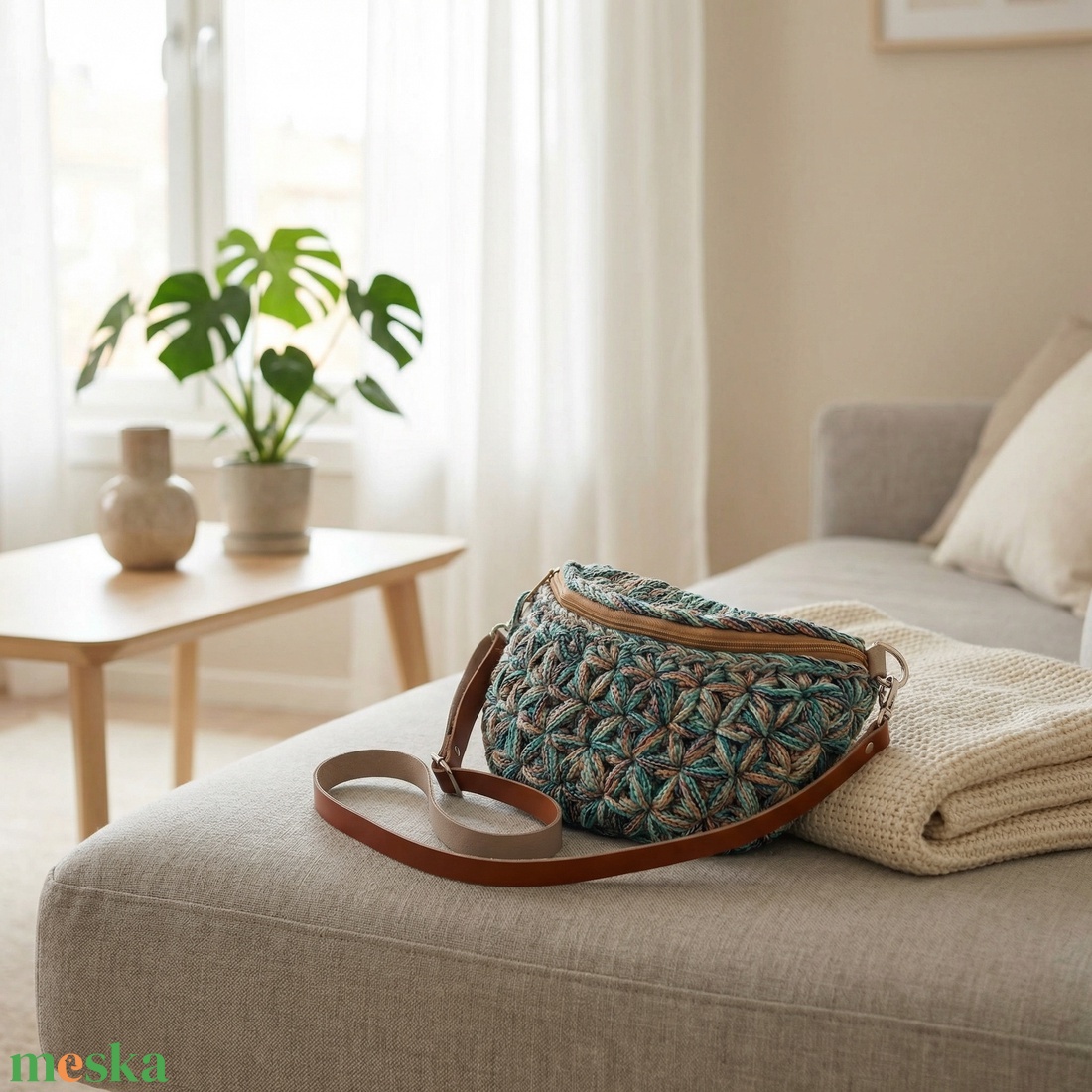 Horgolt crossbody - táska & tok - kézitáska & válltáska - vállon átvethető táska - Meska.hu