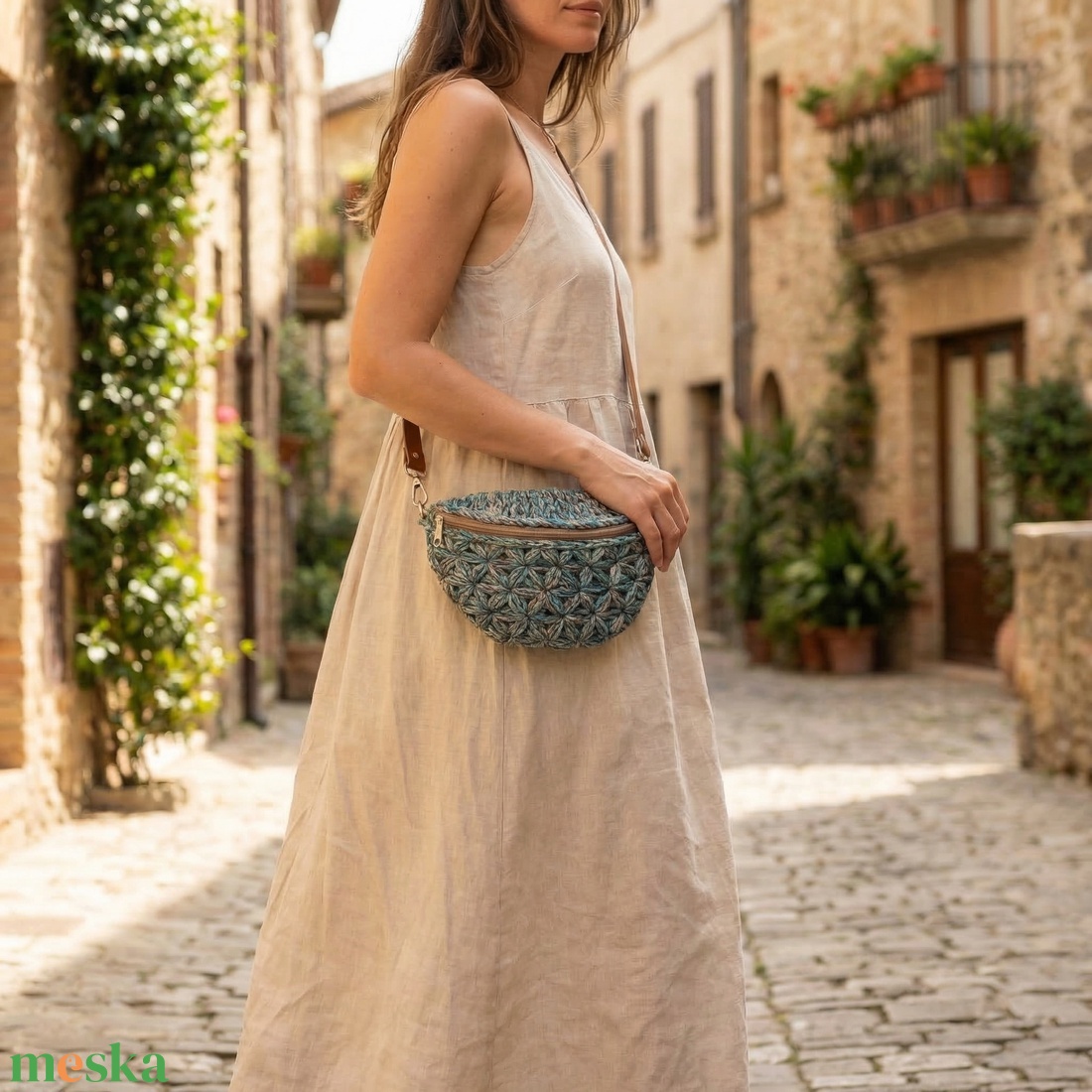 Horgolt crossbody - táska & tok - kézitáska & válltáska - vállon átvethető táska - Meska.hu