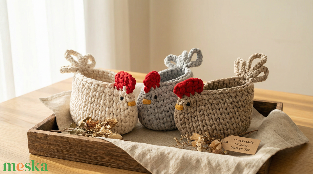 Horgolt tyúkocskák - ünnepi díszek, dekorációk - húsvéti díszek és dekorációk - húsvéti asztaldíszek - Meska.hu