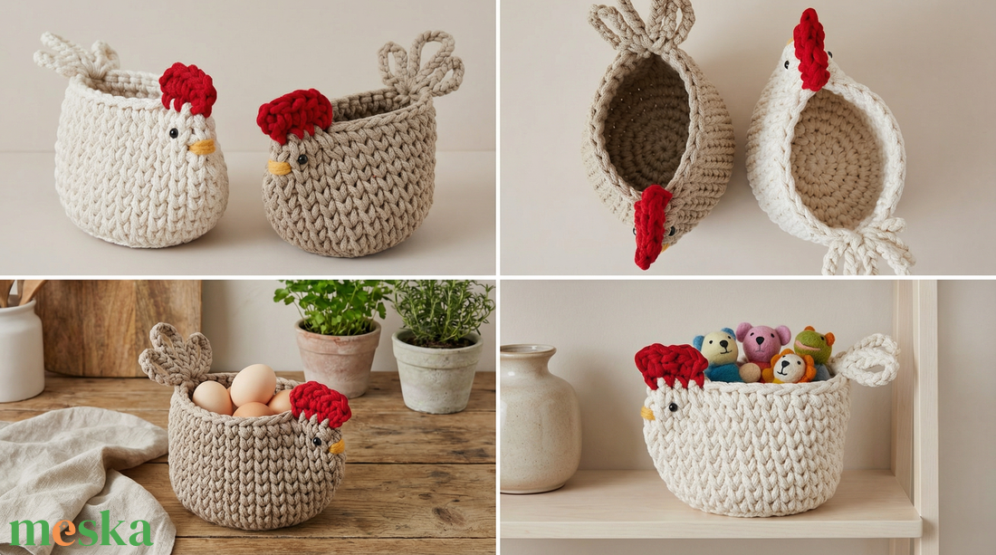 Horgolt tyúkocskák - ünnepi díszek, dekorációk - húsvéti díszek és dekorációk - húsvéti asztaldíszek - Meska.hu
