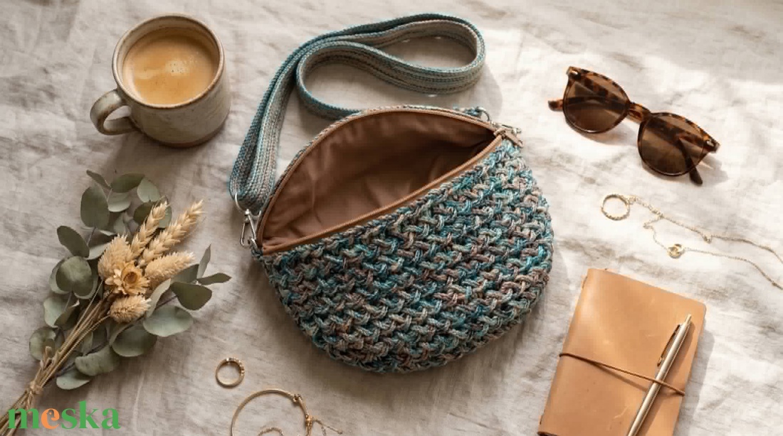 Horgolt crossbody - táska & tok - kézitáska & válltáska - vállon átvethető táska - Meska.hu