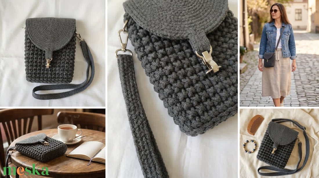 Mini crossbody táska - táska & tok - kézitáska & válltáska - vállon átvethető táska - Meska.hu