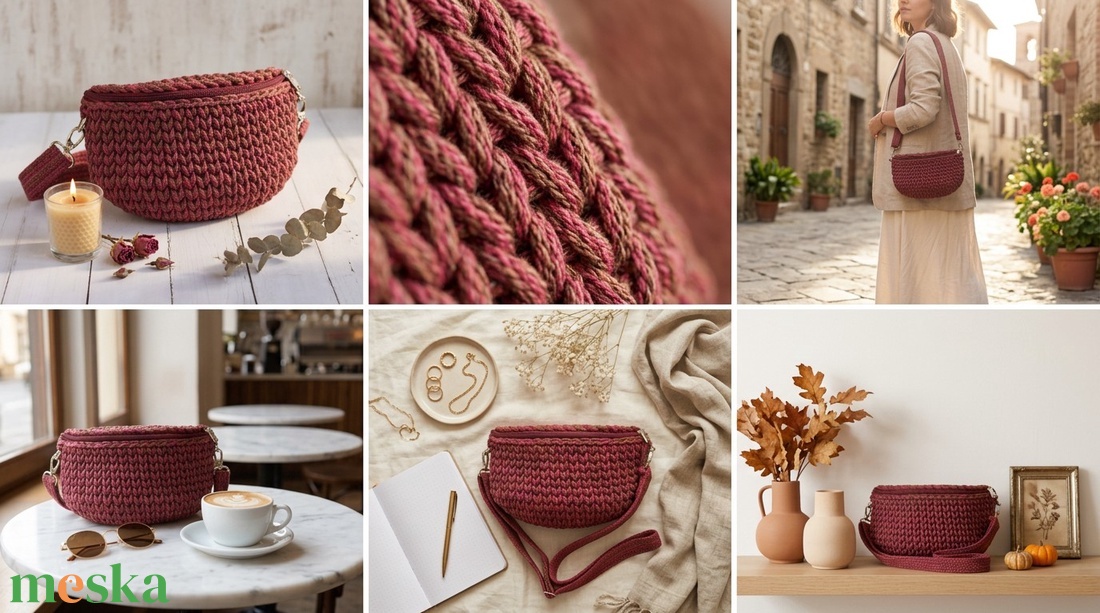 Horgolt crossbody - táska & tok - kézitáska & válltáska - vállon átvethető táska - Meska.hu